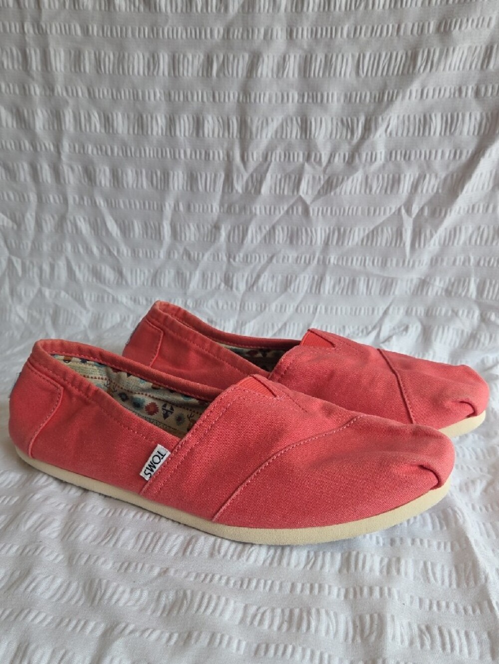 TOMS Classic Canvas Alpargata Slip-Ons Coral Pink Women's Size 10 - Picture 4 of 11